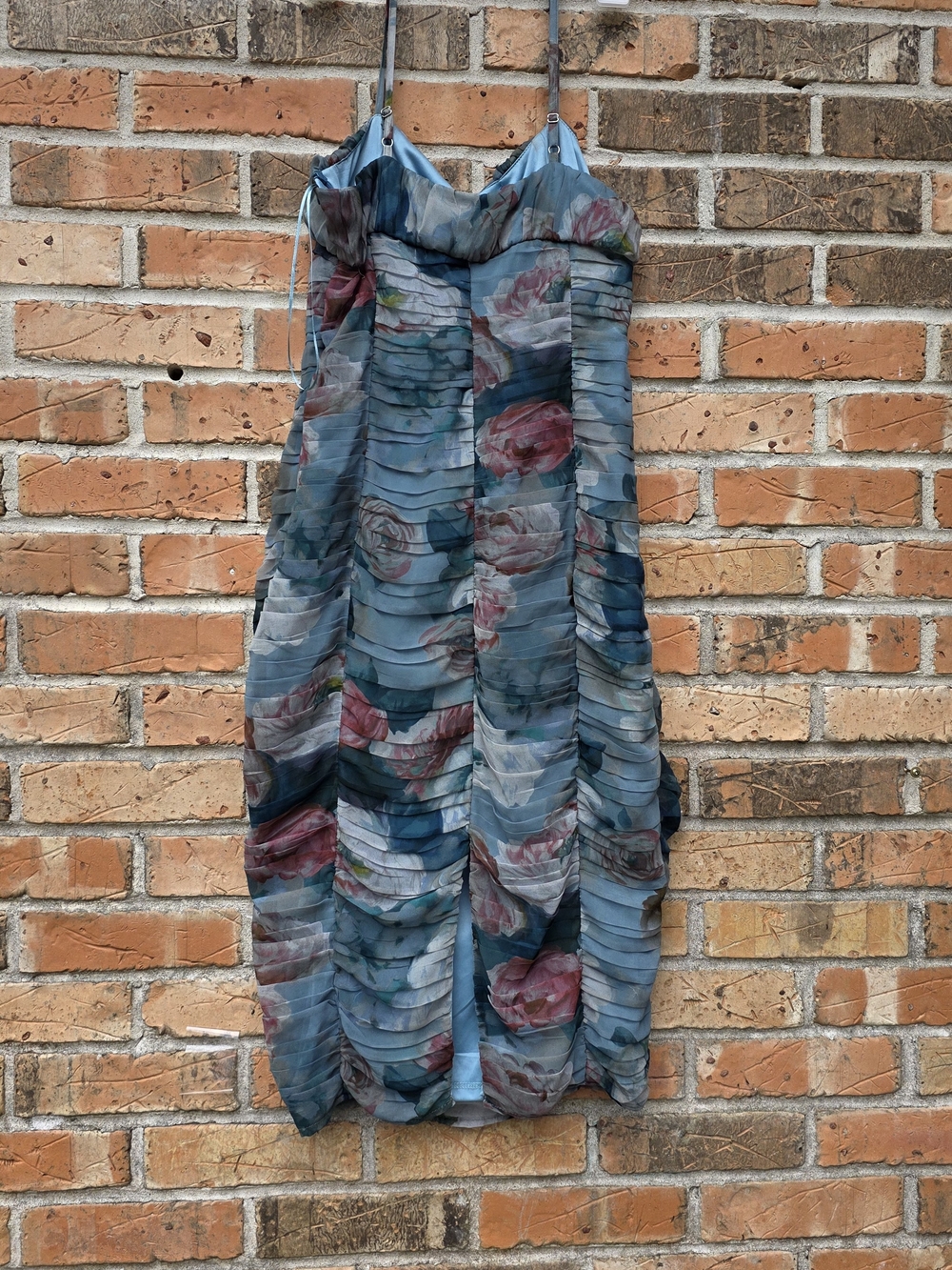 Zara Blue-Green Floral Ruched Midi Dress - Picture 7 of 16